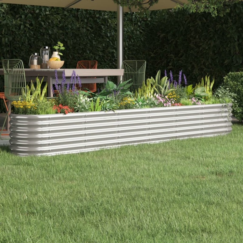 vidaXL Hochbeet Pulverbeschichteter Stahl 260x40x36 cm Silbern vidaXL Hochbeet Pulverbeschichteter Stahl 260x40x36 cm Silbern