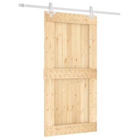 vidaXL Schiebetür mit Beschlag 100x210 cm Massivholz Kiefer