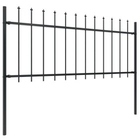vidaXL Gartenzaun mit Speerspitzen Stahl 8,5 x 0,8 m Schwarz