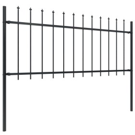 vidaXL Gartenzaun mit Speerspitzen Stahl 15,3 x 0,8 m Schwarz