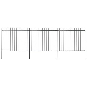 vidaXL Gartenzaun mit Speerspitzen Stahl 5,1 x 1,5 m Schwarz