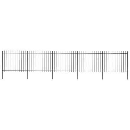 vidaXL Gartenzaun mit Speerspitzen Stahl 8,5 x 1,5 m Schwarz