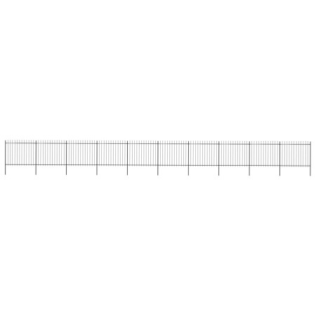 vidaXL Gartenzaun mit Speerspitzen Stahl 17 x 1,5 m Schwarz