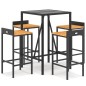 vidaXL 5-tlg. Gartenbar-Set Schwarz Poly Rattan & Massivholz Akazie vidaXL 5-tlg. Gartenbar-Set Schwarz Poly Rattan & Massivholz Akazie