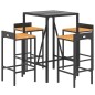 vidaXL 5-tlg. Gartenbar-Set Schwarz Poly Rattan & Massivholz Akazie vidaXL 5-tlg. Gartenbar-Set Schwarz Poly Rattan & Massivholz Akazie