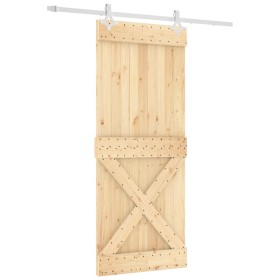 vidaXL Schiebetür mit Beschlag 85x210 cm Massivholz Kiefer