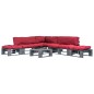 vidaXL 6-tlg. Outdoor-Lounge-Set Paletten mit Kissen in Rot Holz vidaXL 6-tlg. Outdoor-Lounge-Set Paletten mit Kissen in Rot Holz