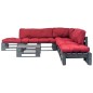 vidaXL 6-tlg. Outdoor-Lounge-Set Paletten mit Kissen in Rot Holz vidaXL 6-tlg. Outdoor-Lounge-Set Paletten mit Kissen in Rot Holz