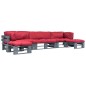 vidaXL 6-tlg. Outdoor-Lounge-Set Paletten mit Kissen in Rot Holz