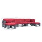 vidaXL 6-tlg. Outdoor-Lounge-Set Paletten mit Kissen in Rot Holz