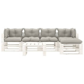 vidaXL 6-tlg. Garten-Lounge-Set Paletten mit Kissen in Taupe Holz