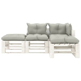 vidaXL 4-tlg. Garten-Lounge-Set Paletten mit Taupe-Kissen Holz