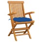 vidaXL Gartenstühle mit Blauen Kissen 3 Stk. Massivholz Teak vidaXL Gartenstühle mit Blauen Kissen 3 Stk. Massivholz Teak
