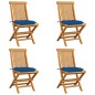 vidaXL Gartenstühle mit Blauen Kissen 4 Stk. Massivholz Teak vidaXL Gartenstühle mit Blauen Kissen 4 Stk. Massivholz Teak