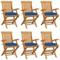 vidaXL Gartenstühle mit Blauen Kissen 6 Stk. Massivholz Teak vidaXL Gartenstühle mit Blauen Kissen 6 Stk. Massivholz Teak