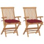vidaXL Gartenstühle mit Weinroten Kissen 2 Stk. Massivholz Teak vidaXL Gartenstühle mit Weinroten Kissen 2 Stk. Massivholz Teak