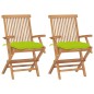 vidaXL Gartenstühle mit Hellgrünen Kissen 2 Stk. Massivholz Teak vidaXL Gartenstühle mit Hellgrünen Kissen 2 Stk. Massivholz Teak