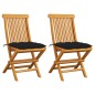 vidaXL Gartenstühle mit Schwarzen Kissen 2 Stk. Massivholz Teak vidaXL Gartenstühle mit Schwarzen Kissen 2 Stk. Massivholz Teak