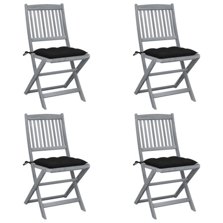 vidaXL Klappbare Gartenstühle 4 Stk. mit Kissen Massivholz Akazie