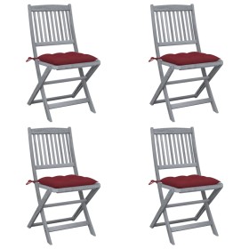 vidaXL Klappbare Gartenstühle 4 Stk. mit Kissen Massivholz Akazie