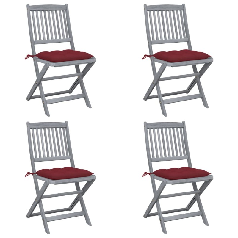 vidaXL Klappbare Gartenstühle 4 Stk. mit Kissen Massivholz Akazie vidaXL Klappbare Gartenstühle 4 Stk. mit Kissen Massivholz Akazie