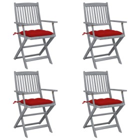 vidaXL Klappbare Gartenstühle 4 Stk. mit Kissen Massivholz Akazie