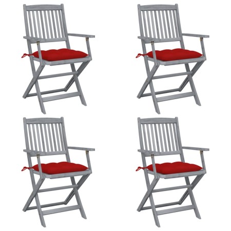 vidaXL Klappbare Gartenstühle 4 Stk. mit Kissen Massivholz Akazie