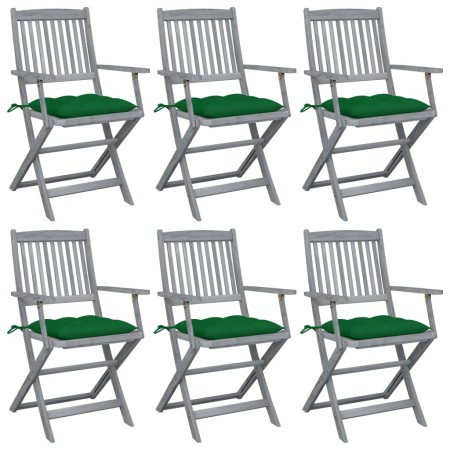vidaXL Klappbare Gartenstühle 6 Stk. mit Kissen Massivholz Akazie