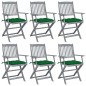 vidaXL Klappbare Gartenstühle 6 Stk. mit Kissen Massivholz Akazie vidaXL Klappbare Gartenstühle 6 Stk. mit Kissen Massivholz Akazie