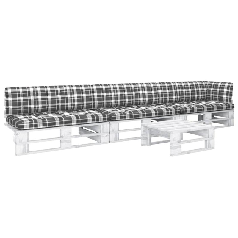 vidaXL 4-tlg. Paletten-Lounge-Set Weiß Imprägniertes Kiefernholz vidaXL 4-tlg. Paletten-Lounge-Set Weiß Imprägniertes Kiefernholz