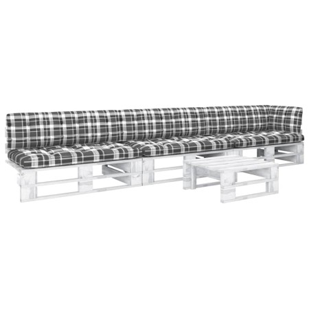 vidaXL 4-tlg. Paletten-Lounge-Set Weiß Imprägniertes Kiefernholz