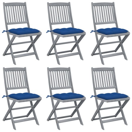 vidaXL Klappbare Gartenstühle 6 Stk. mit Kissen Massivholz Akazie