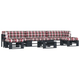 vidaXL 6-tlg. Paletten-Lounge-Set Schwarz Imprägniertes Kiefernholz