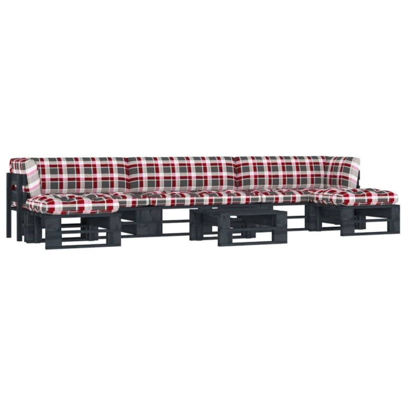 vidaXL 6-tlg. Paletten-Lounge-Set Schwarz Imprägniertes Kiefernholz vidaXL 6-tlg. Paletten-Lounge-Set Schwarz Imprägniertes Kiefernholz