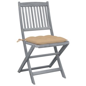 vidaXL Klappbare Gartenstühle 6 Stk. mit Kissen Massivholz Akazie