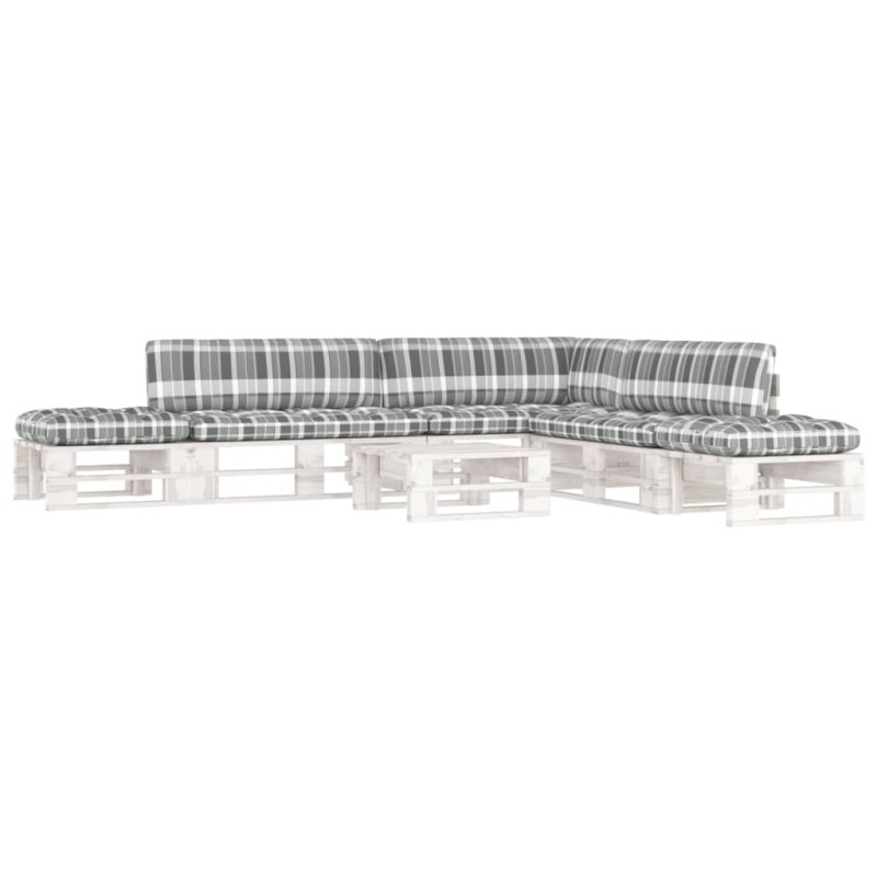 vidaXL 6-tlg. Paletten-Lounge-Set Weiß Imprägniertes Kiefernholz vidaXL 6-tlg. Paletten-Lounge-Set Weiß Imprägniertes Kiefernholz