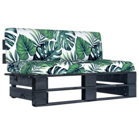 vidaXL Garten-Mittelsofa aus Paletten Schwarz Kiefernholz Imprägniert