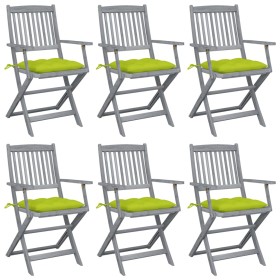 vidaXL Klappbare Gartenstühle 6 Stk. mit Kissen Massivholz Akazie
