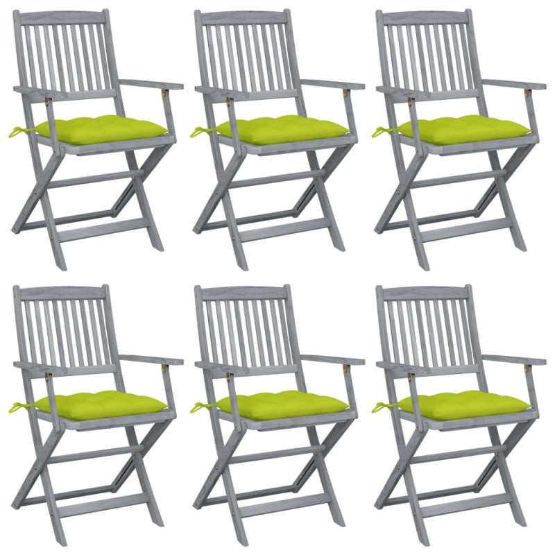 vidaXL Klappbare Gartenstühle 6 Stk. mit Kissen Massivholz Akazie vidaXL Klappbare Gartenstühle 6 Stk. mit Kissen Massivholz Akazie