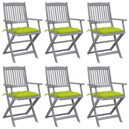 vidaXL Klappbare Gartenstühle 6 Stk. mit Kissen Massivholz Akazie