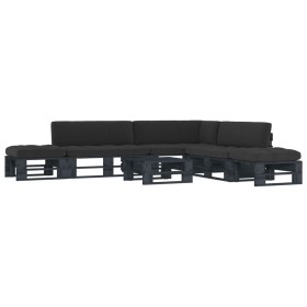 vidaXL 6-tlg. Paletten-Lounge-Set Schwarz Imprägniertes Kiefernholz