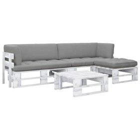 vidaXL 4-tlg. Paletten-Lounge-Set Weiß Imprägniertes Kiefernholz