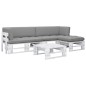 vidaXL 4-tlg. Paletten-Lounge-Set Weiß Imprägniertes Kiefernholz vidaXL 4-tlg. Paletten-Lounge-Set Weiß Imprägniertes Kiefernholz