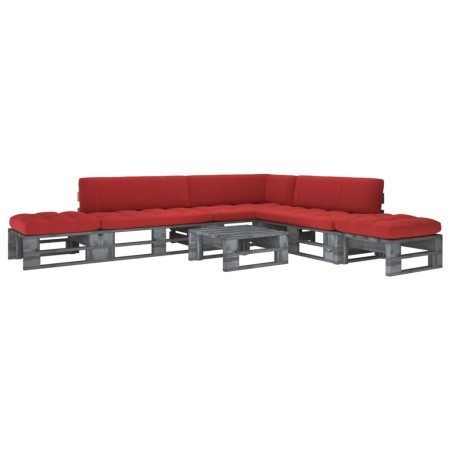 vidaXL 6-tlg. Paletten-Lounge-Set Grau Imprägniertes Kiefernholz