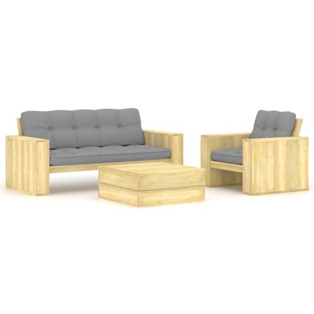 vidaXL 3-tlg. Garten-Lounge-Set mit Kissen Kiefernholz Imprägniert