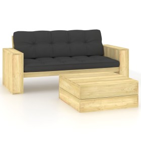 vidaXL 2-tlg. Garten-Lounge-Set mit Kissen Kiefernholz Imprägniert