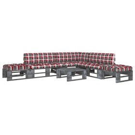 vidaXL 6-tlg. Paletten-Lounge-Set Grau Imprägniertes Kiefernholz