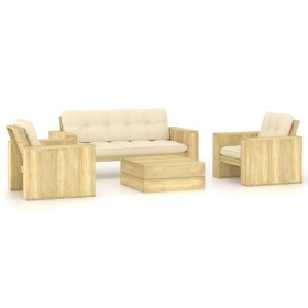 vidaXL 4-tlg. Garten-Lounge-Set mit Kissen Kiefernholz Imprägniert