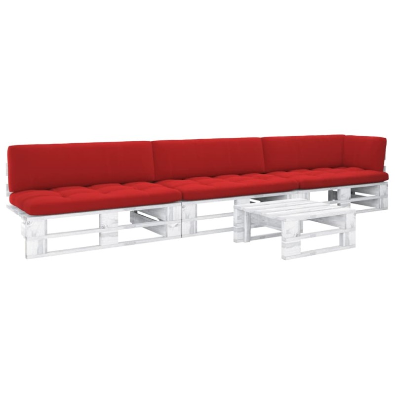 vidaXL 4-tlg. Paletten-Lounge-Set Weiß Imprägniertes Kiefernholz vidaXL 4-tlg. Paletten-Lounge-Set Weiß Imprägniertes Kiefernholz