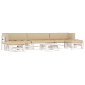 vidaXL 6-tlg. Paletten-Lounge-Set Weiß Imprägniertes Kiefernholz